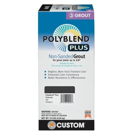 Polyblend NonSanded Grout, Solid Powder, Characteristic, Charcoal, 10 Lb Box